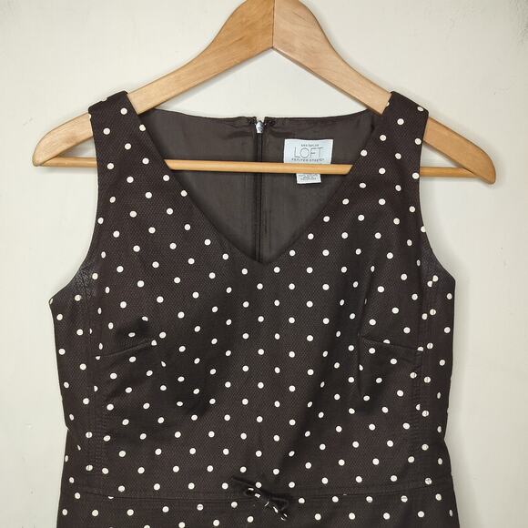 Ann Taylor LOFT Sleeveless Top Polka Dot Cotton - Picture 2 of 8